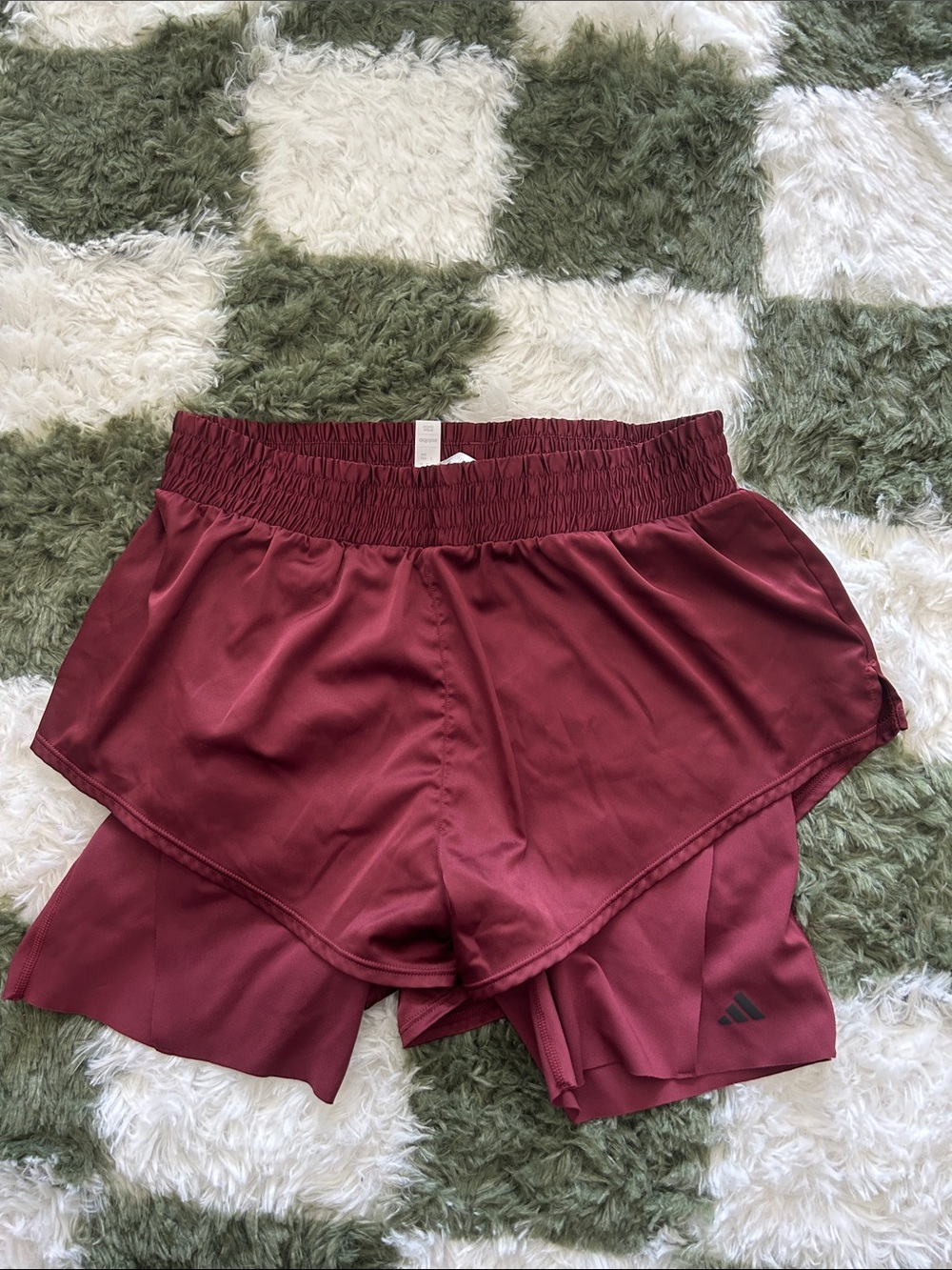 adidas Women's Burgundy Layered Athletic Shorts